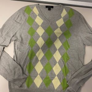 Express Argyle V Neck Sweater